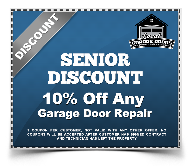 Senior discount coupon for 10 percent off any garage door repair