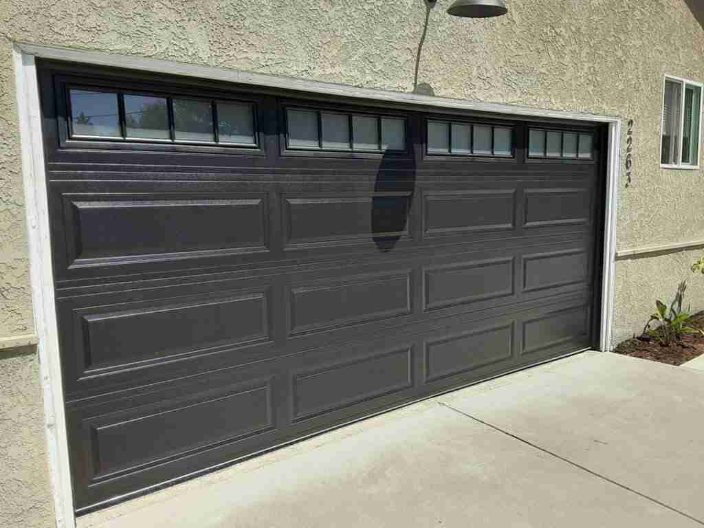 LP, Black, Frosted CHI Long Panel Garage Door With Premium Color