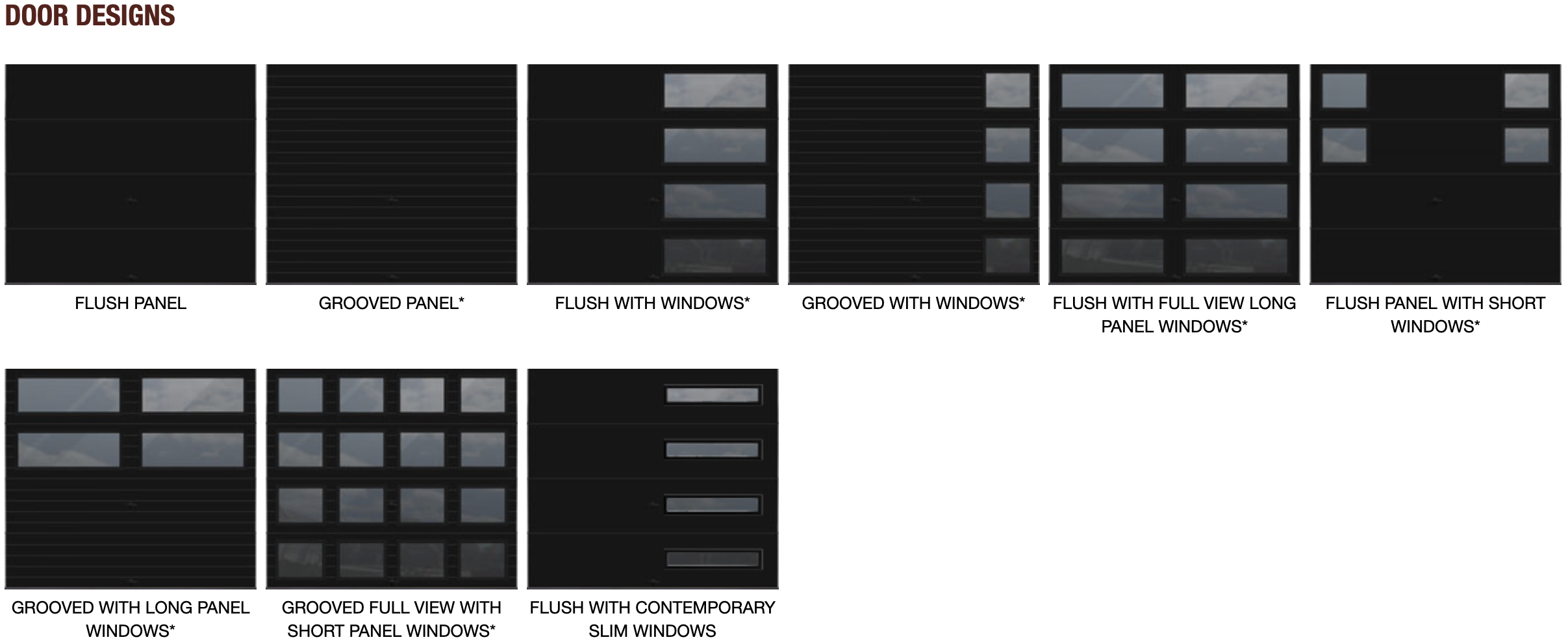 Clopay Modern Steel Collection Design Options