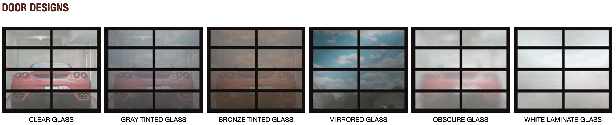 Clopay Overhead Garage Door Avante Collection Options