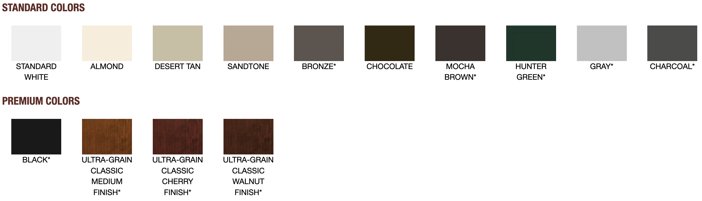 Clopay Overhead Garage Door Color Options